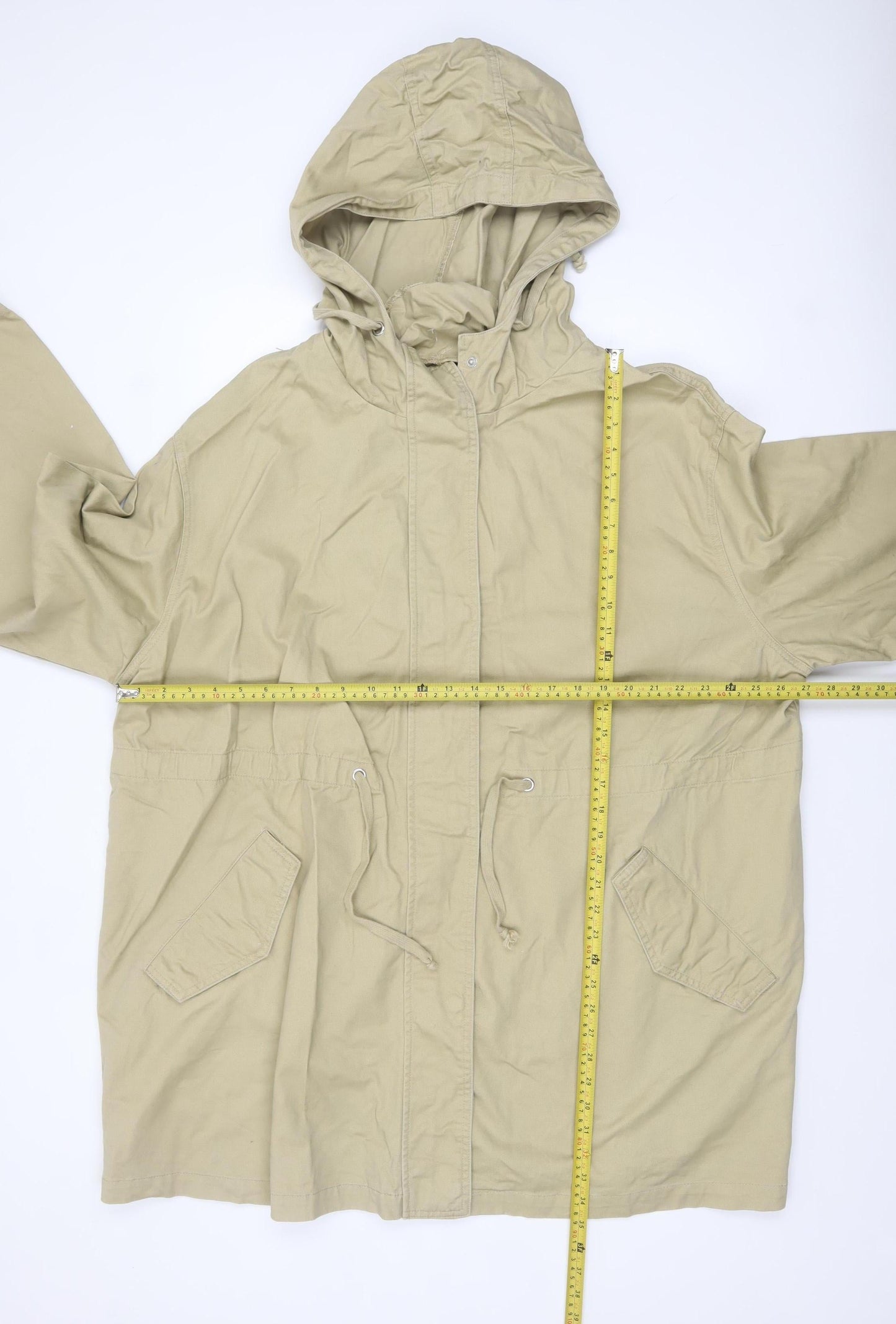 ASOS DESIGN Women’s Beige Hooded Parka Jacket Size 20 Cotton Casual