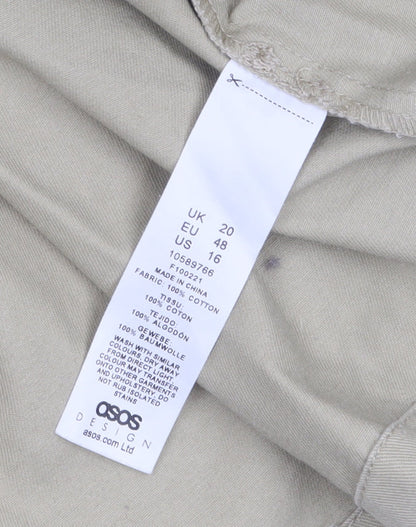 ASOS DESIGN Women’s Beige Hooded Parka Jacket Size 20 Cotton Casual