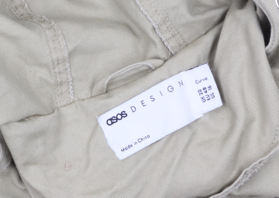 ASOS DESIGN Women’s Beige Hooded Parka Jacket Size 20 Cotton Casual