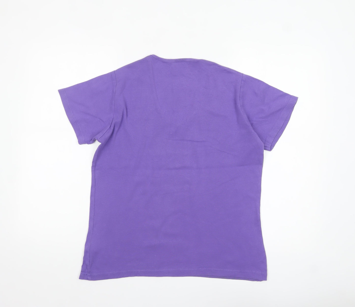 Cotton Traders Womens Purple V-Neck Short Sleeve T-Shirt Size 14/16