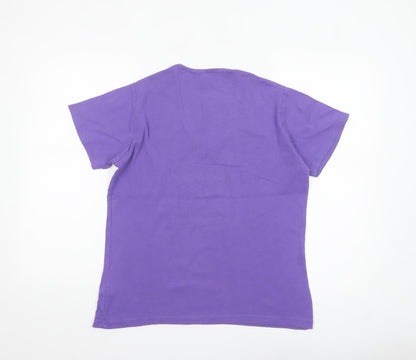 Cotton Traders Womens Purple V-Neck Short Sleeve T-Shirt Size 14/16