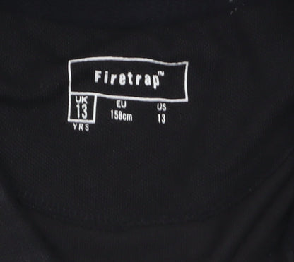 Firetrap Boys Black Polo Shirt 13 Years Short Sleeve Classic Fit