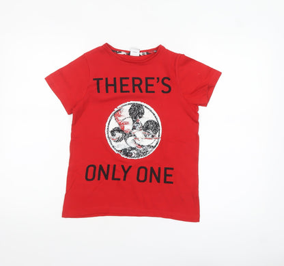 M&Co Girls Red Disney Mickey Sequin Graphic T-Shirt 9-10 Years