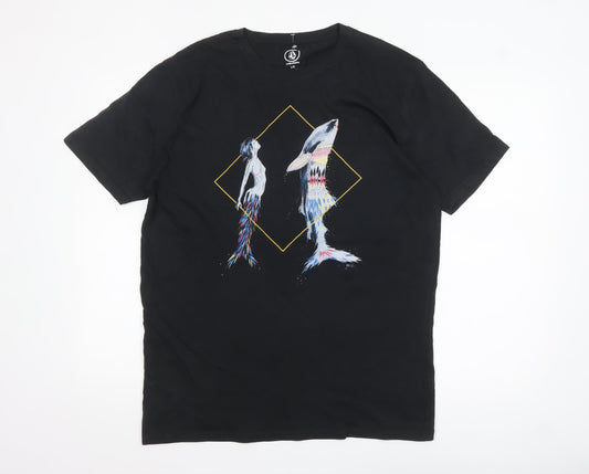 Volcom Men's Black Art Print Organic Cotton T-Shirt L
