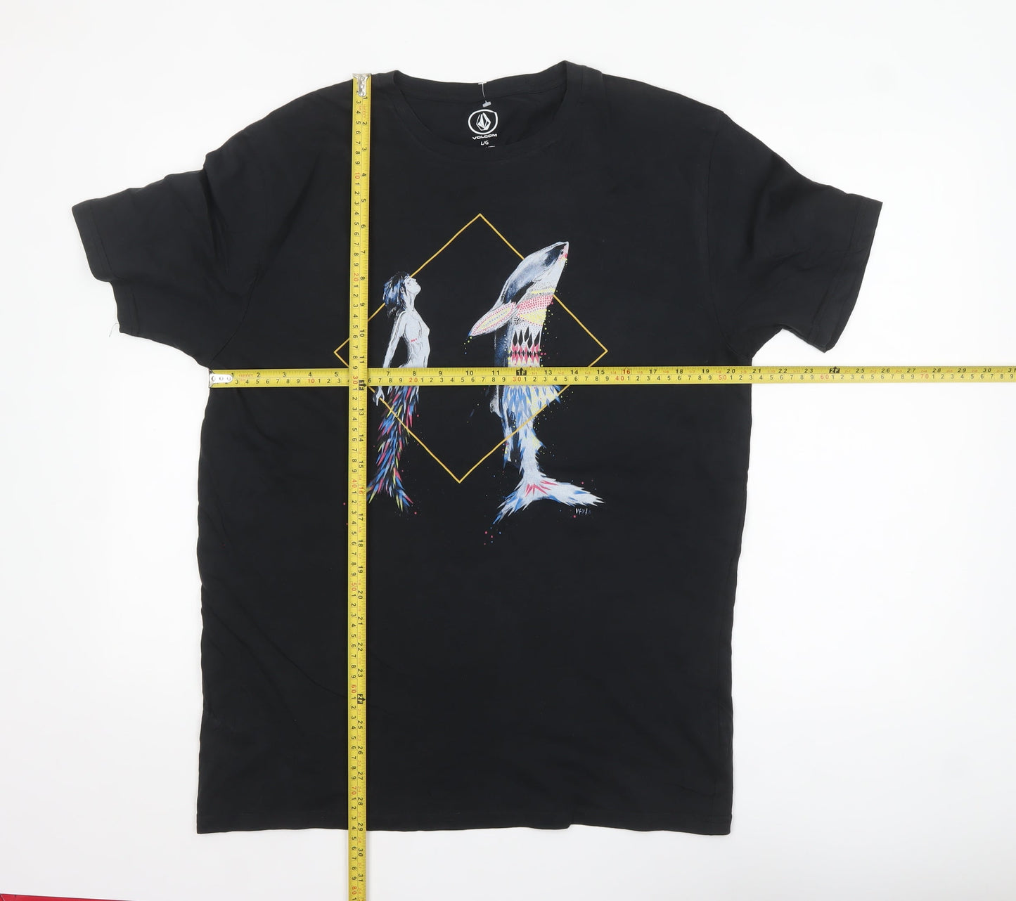 Volcom Men's Black Art Print Organic Cotton T-Shirt L