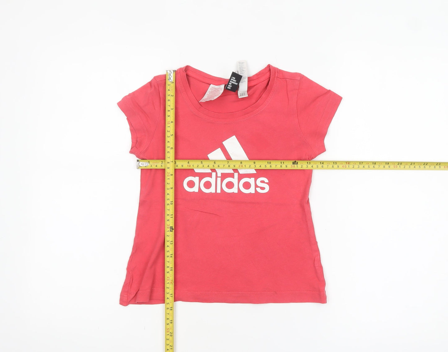 adidas Girls Pink 9-10 Years Basic Cotton Logo T-Shirt