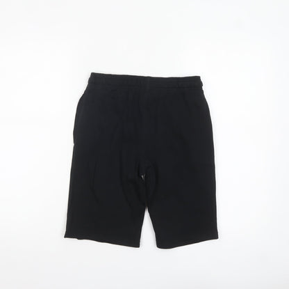 Marks and Spencer Boys Black 12-13 Years Sweat Shorts Cotton Blend