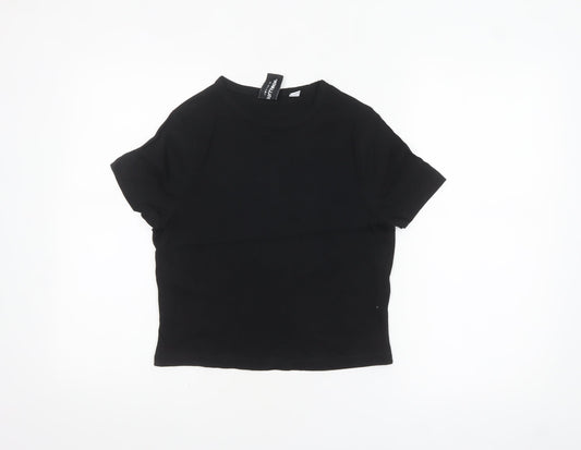 Collusion Women's Black Cotton Short Sleeve Basic T-Shirt Size 10