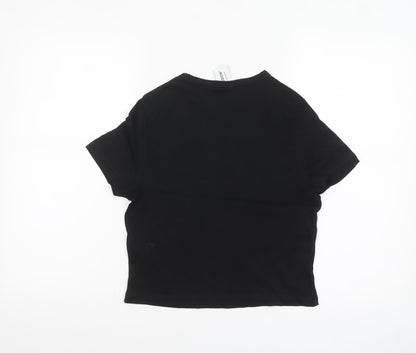 Collusion Women's Black Cotton Short Sleeve Basic T-Shirt Size 10