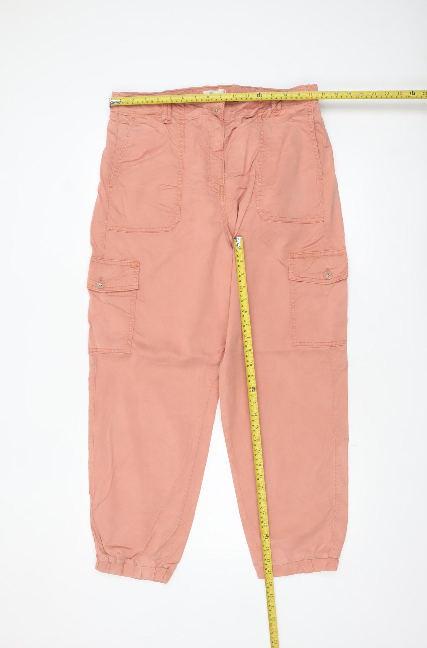 Marks and Spencer Womens Pink Cargo Trousers Size 16 Cotton Twill