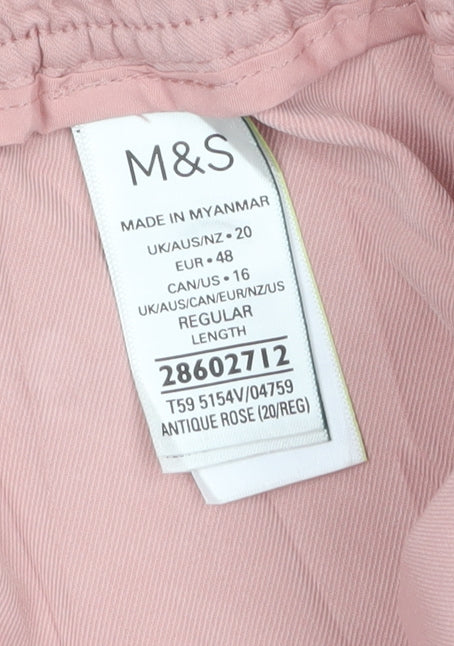 Marks and Spencer Women’s Pink Wide-Leg Trousers Size 20 Regular