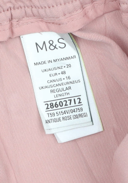 Marks and Spencer Women’s Pink Wide-Leg Trousers Size 20 Regular