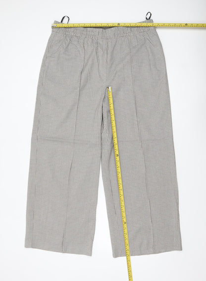Marks and Spencer Women's Brown Check Elastic Waist Trousers Size 18