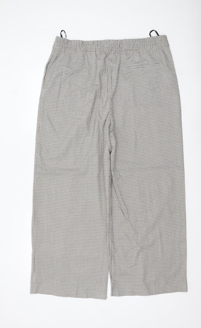Marks and Spencer Women's Brown Check Elastic Waist Trousers Size 18