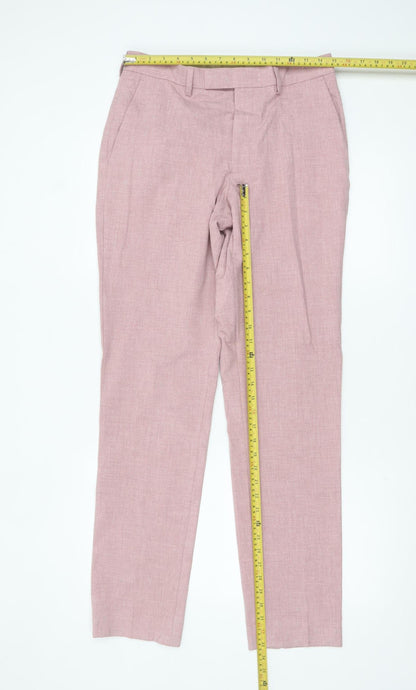 Marks and Spencer Men's Pink Slim Fit Dress Trousers 30W 30L