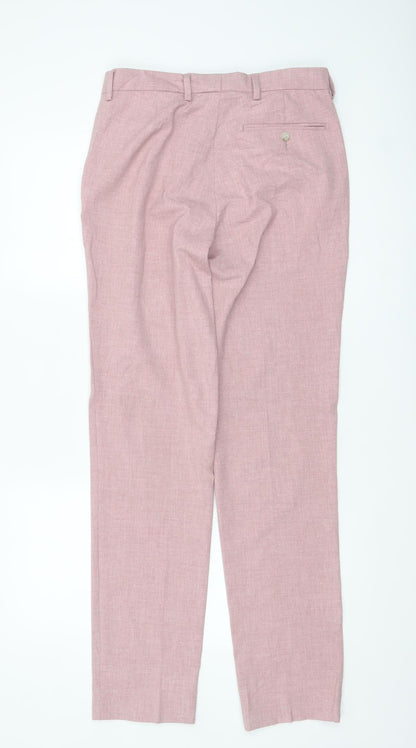 Marks and Spencer Men's Pink Slim Fit Dress Trousers 30W 30L