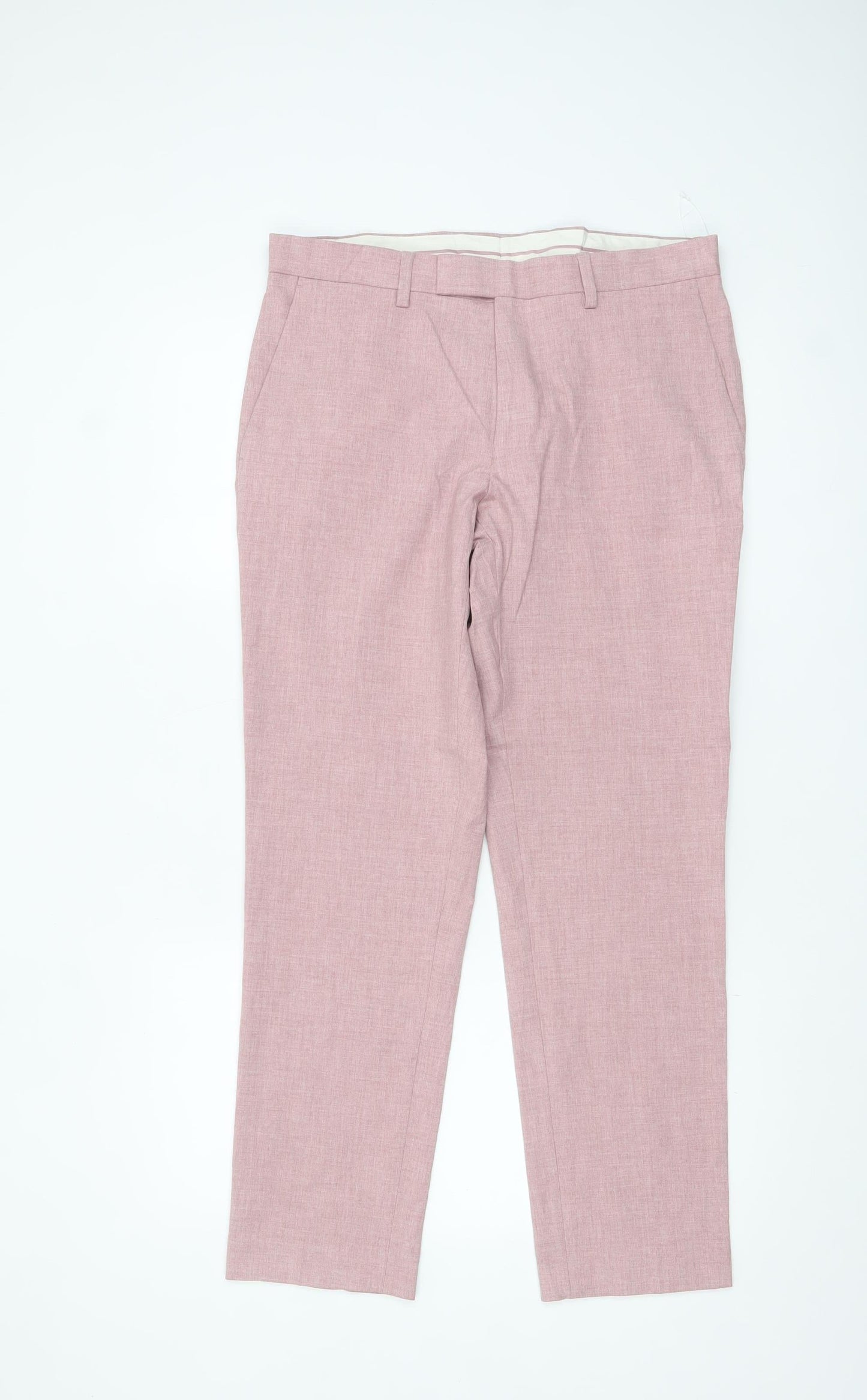 Marks and Spencer Men's Pink Slim Fit Linen Chino Trousers 32W 29L