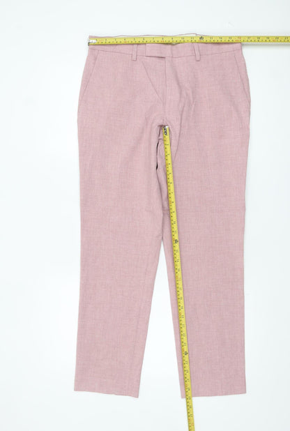 Marks and Spencer Men's Pink Slim Fit Linen Chino Trousers 32W 29L