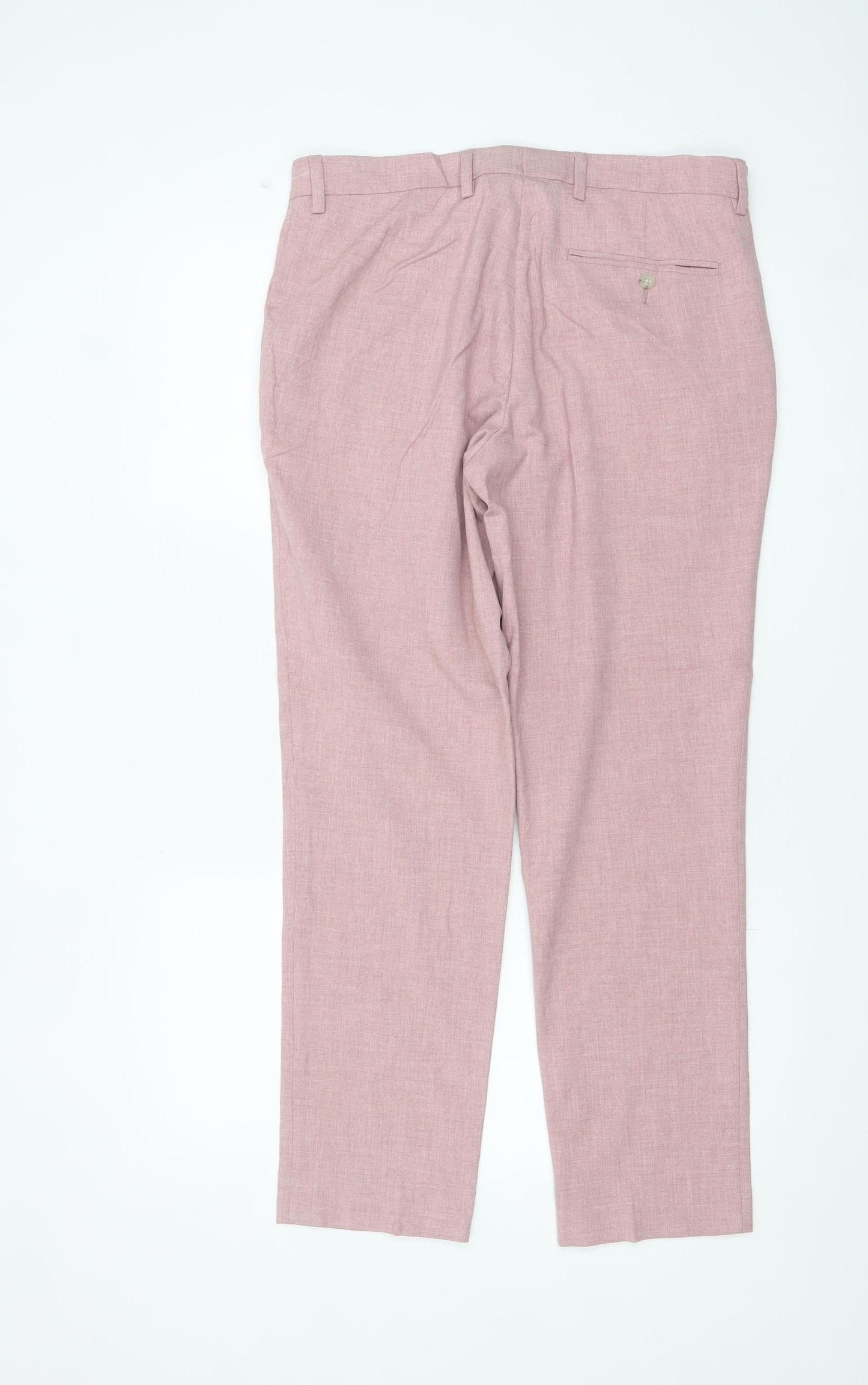 Marks and Spencer Men's Pink Slim Fit Linen Chino Trousers 32W 29L