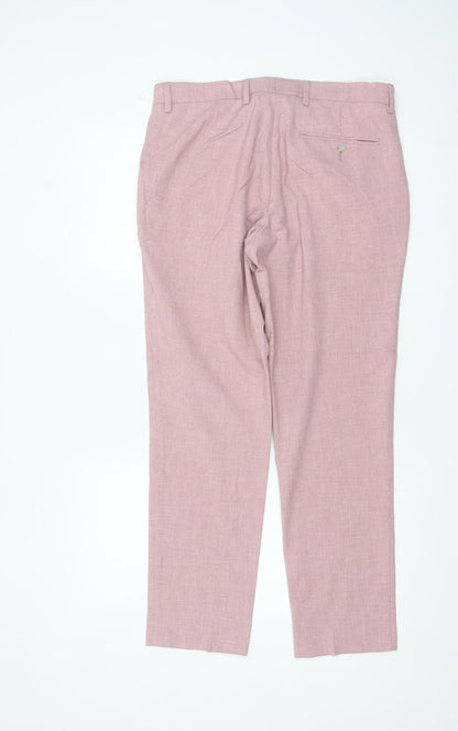 Marks and Spencer Men's Pink Slim Fit Linen Chino Trousers 32W 29L
