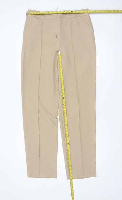 Marks and Spencer Women’s Beige Straight Leg Trousers Size 14 Long