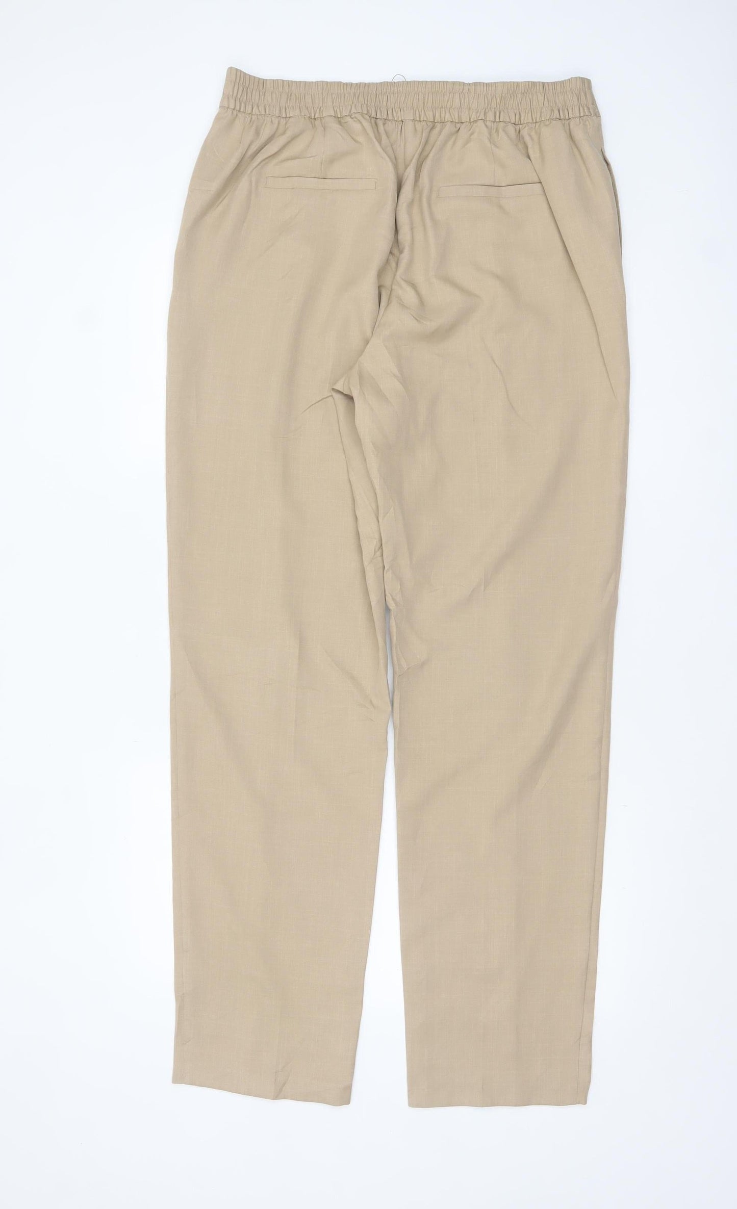 Marks and Spencer Women’s Beige Straight Leg Trousers Size 14 Long