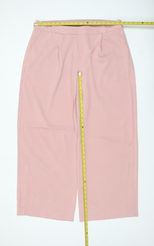 Marks and Spencer Womens Pink Wide-Leg Pleated Trousers Size 20