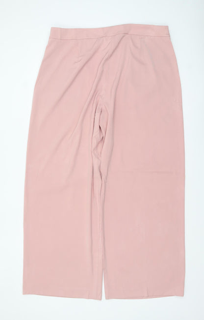 Marks and Spencer Womens Pink Wide-Leg Pleated Trousers Size 20