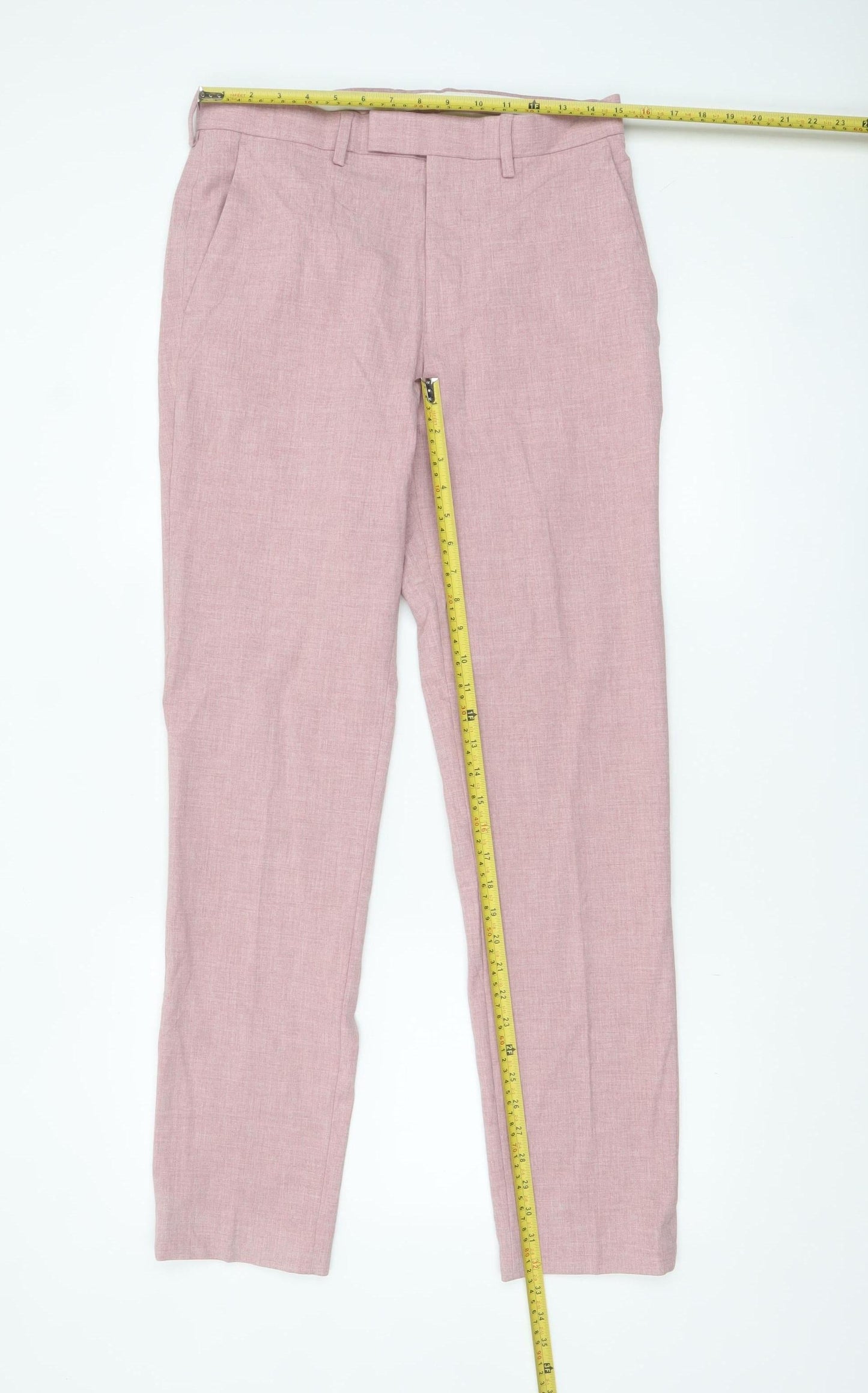 Marks and Spencer Men’s Pink Slim Fit Dress Trousers 30W 33L