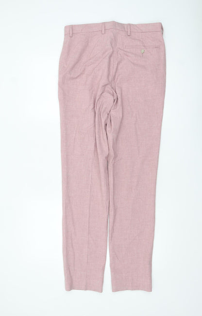 Marks and Spencer Men’s Pink Slim Fit Dress Trousers 30W 33L
