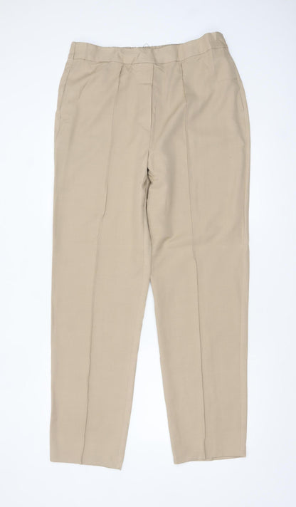 Marks and Spencer Women’s Beige Regular Fit Straight Trousers Size 16