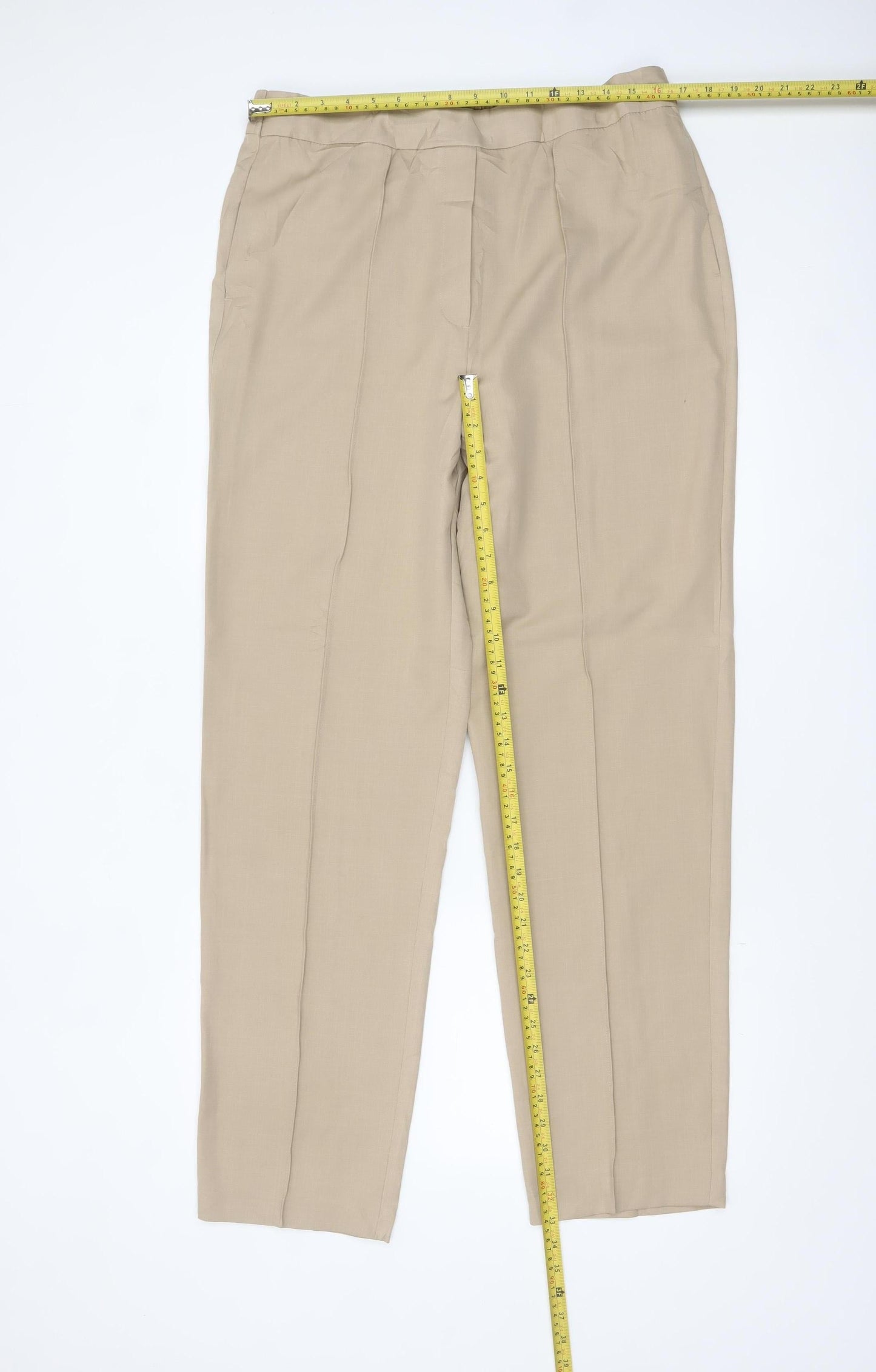 Marks and Spencer Women’s Beige Regular Fit Straight Trousers Size 16