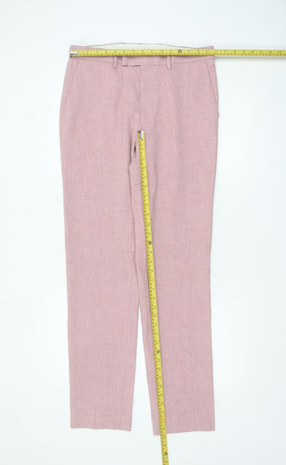Marks and Spencer Mens Pink Slim Fit Dress Trousers 32W 33L