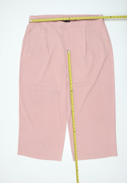 Marks and Spencer Women Antique Rose Wide-Leg Trousers Size 24 Short