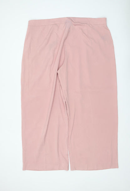 Marks and Spencer Women Antique Rose Wide-Leg Trousers Size 24 Short