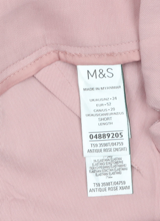 Marks and Spencer Women Antique Rose Wide-Leg Trousers Size 24 Short