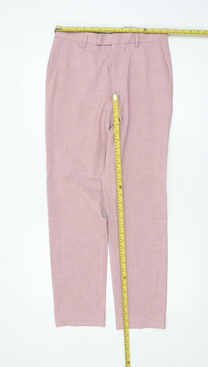 Marks and Spencer Men's Pink Slim Fit Linen Blend Chino Trousers 30R