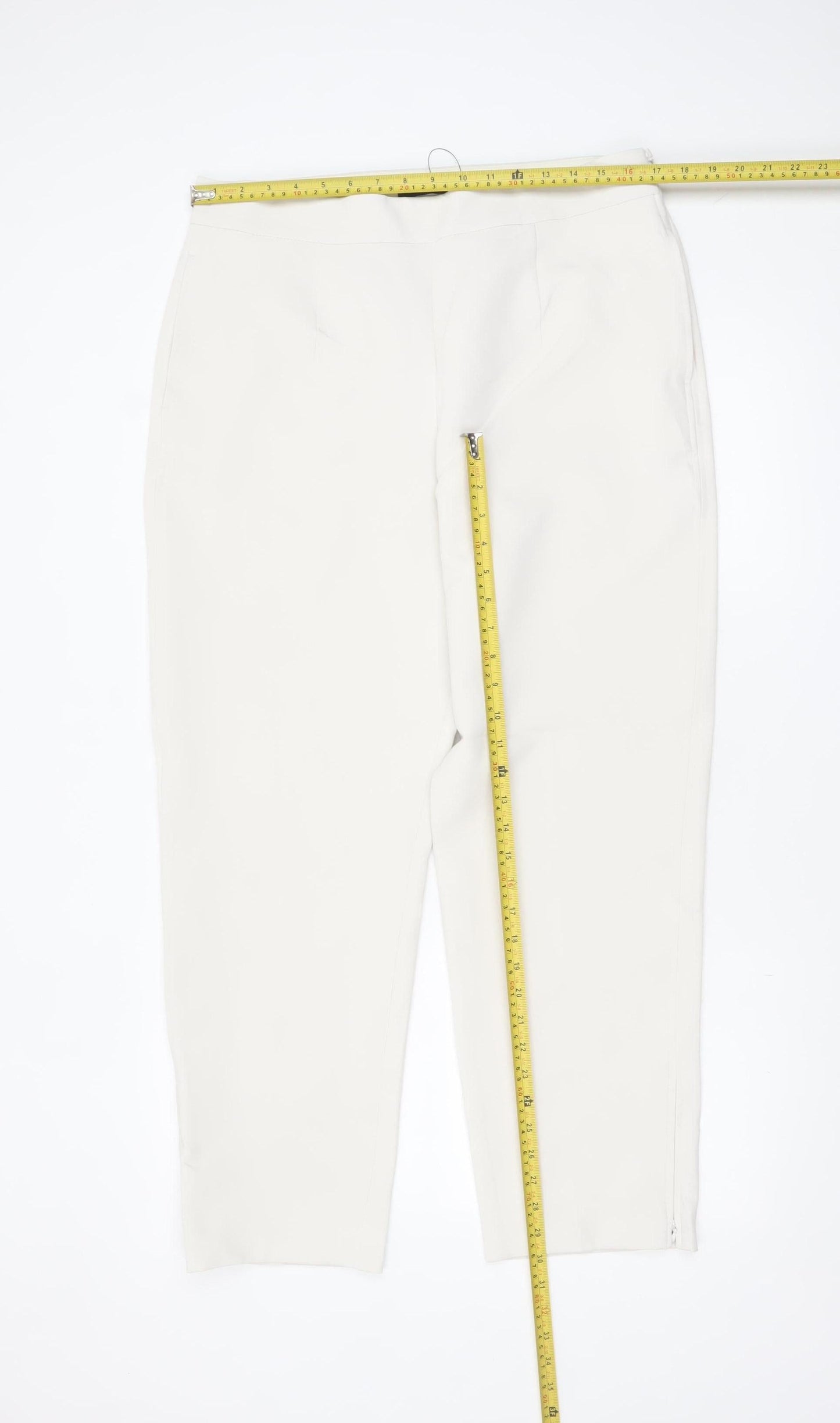 Marks and Spencer Women Ivory Size 16 Ankle Trousers Stretch