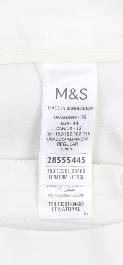 Marks and Spencer Women Ivory Size 16 Ankle Trousers Stretch