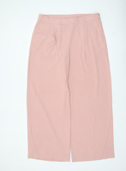 Marks and Spencer Women’s Pink Wide-Leg Crepe Trousers Size 18 Regular