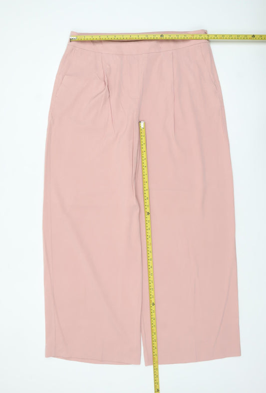 Marks and Spencer Women’s Pink Wide-Leg Crepe Trousers Size 18 Regular