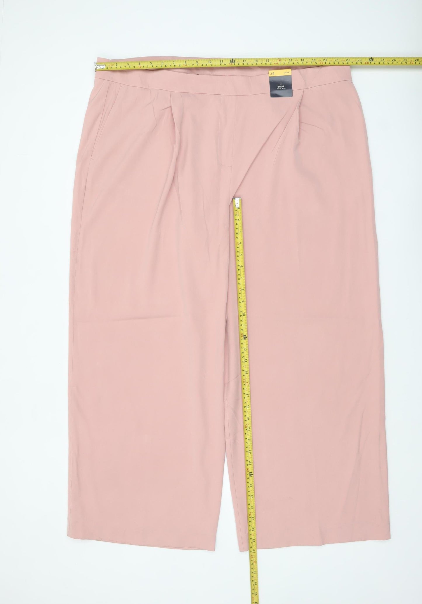 Marks and Spencer Women Pink Cropped Wide-Leg Pleated Trousers Size 24