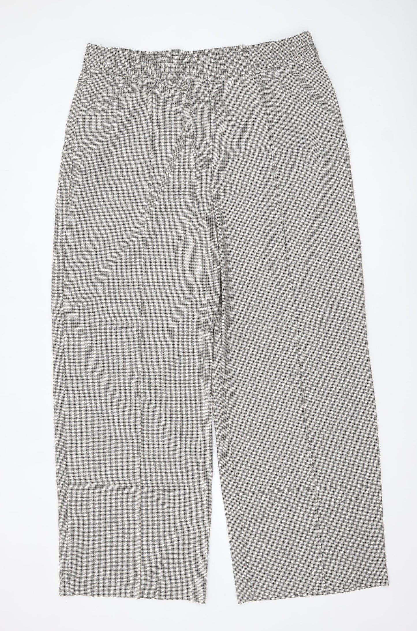 Marks and Spencer Women’s Grey Check Trousers Size 20 Long Elastic Waist