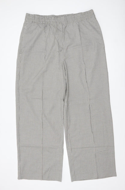 Marks and Spencer Women’s Grey Check Trousers Size 20 Long Elastic Waist