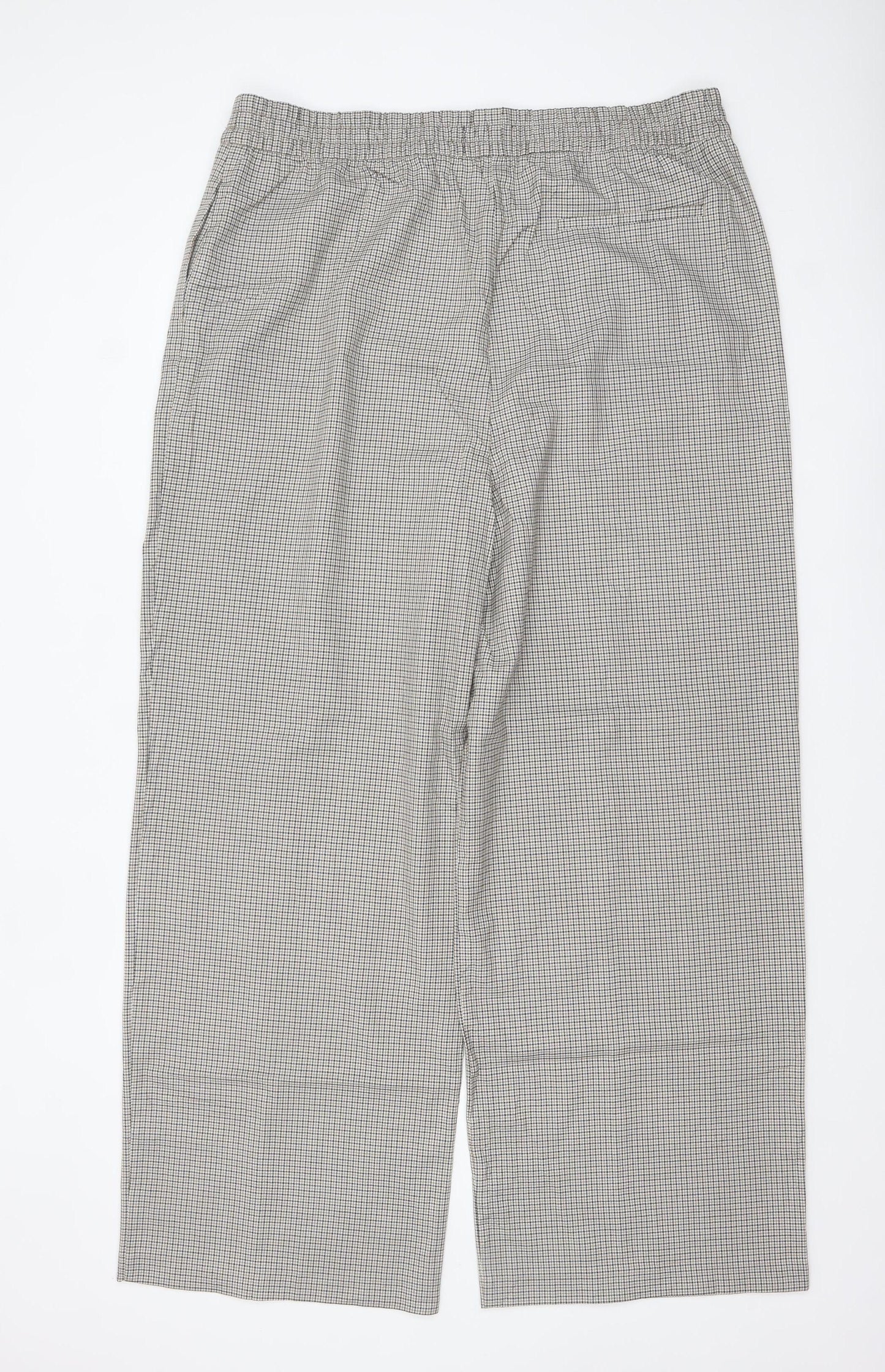 Marks and Spencer Women’s Grey Check Trousers Size 20 Long Elastic Waist