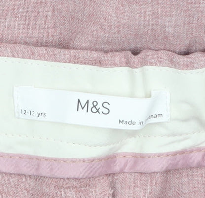 Marks and Spencer Boys Pink Chino Trousers 12-13 Years Stretch Waist