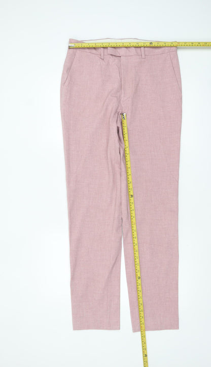 Marks and Spencer Men's Pink Slim Fit Linen Blend Chino Trousers 32W 33L