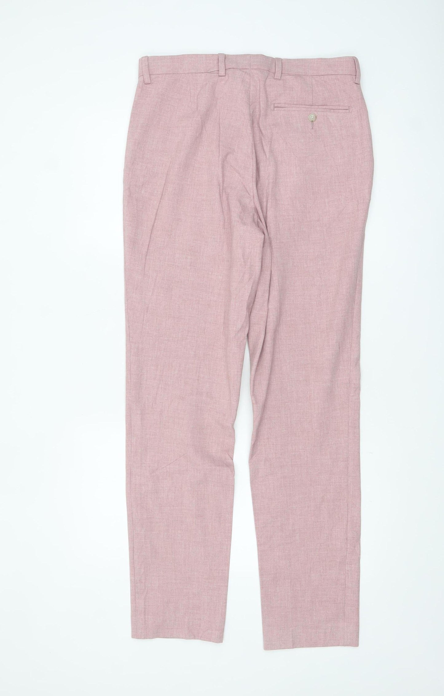 Marks and Spencer Men's Pink Slim Fit Linen Blend Chino Trousers 32W 33L