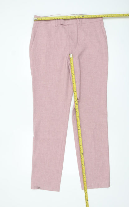Marks and Spencer Men’s Pink Slim Fit Dress Trousers 34W 33L