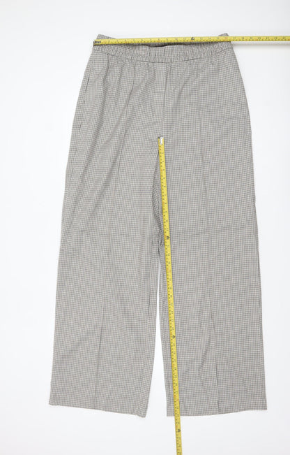Marks and Spencer Women Beige Check Wide-Leg Trousers Size 16
